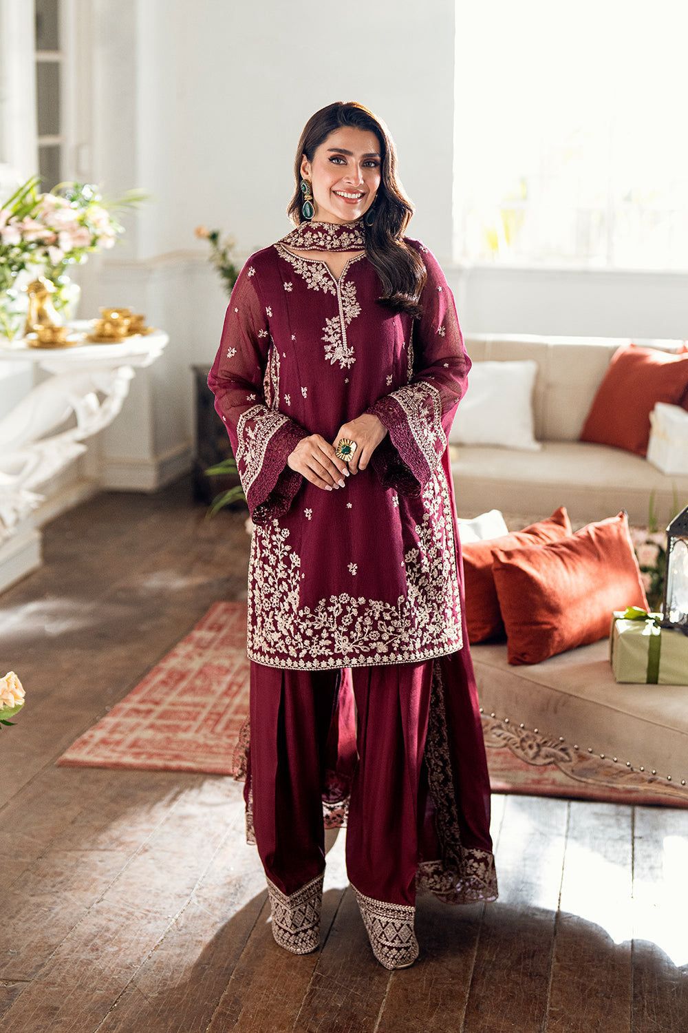 Ladies winter collection Embroidered AZURE