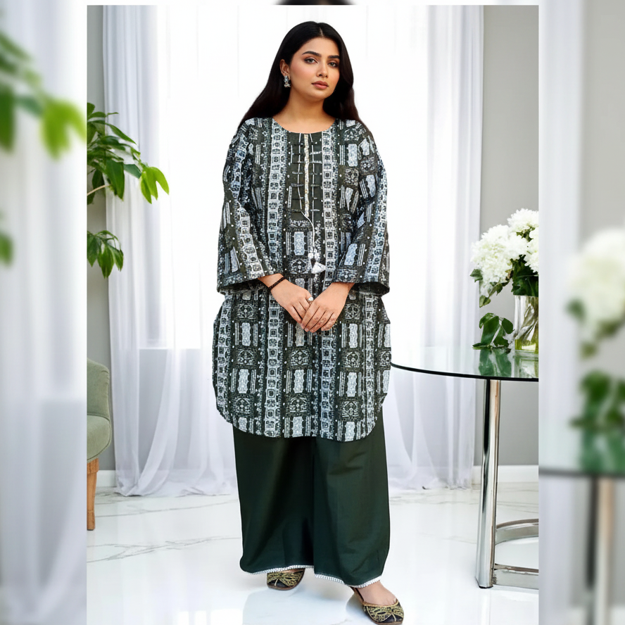 Cotton Lawn Kurta with wide western pants