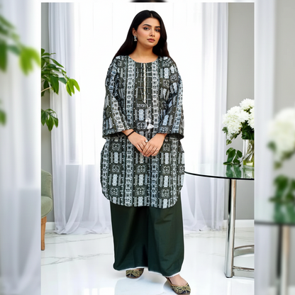 Cotton Lawn Kurta with wide western pants