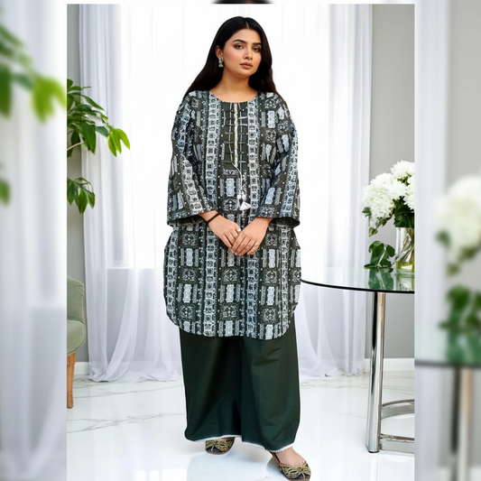 Cotton Lawn Kurta with wide western pants