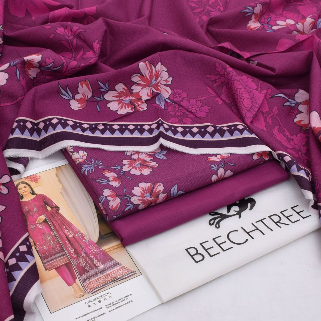 Beechtree, Digital Printed Chamki Lawn Shirt With Chamki Lawn Dupata Plain Dyed Trouser