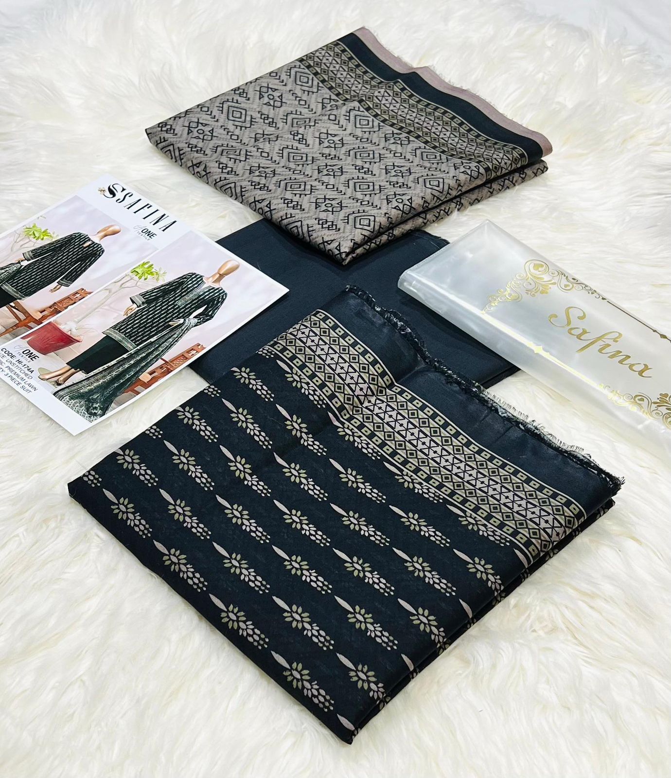 Safina digital printed lawn shirt, dupatta and trouser 10 colors