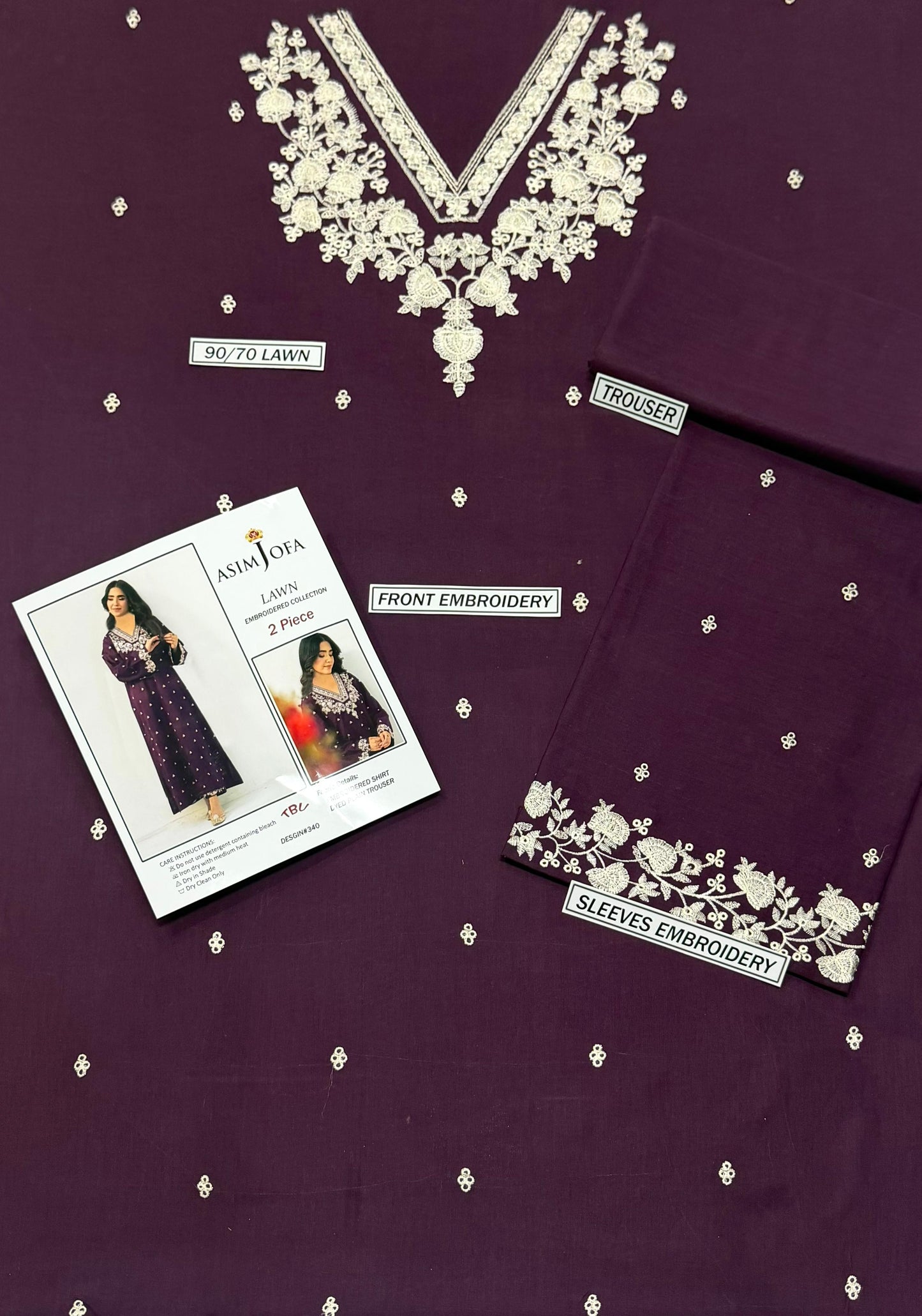 Lawn 2 PC*Embroidered shirt and Sleeves*