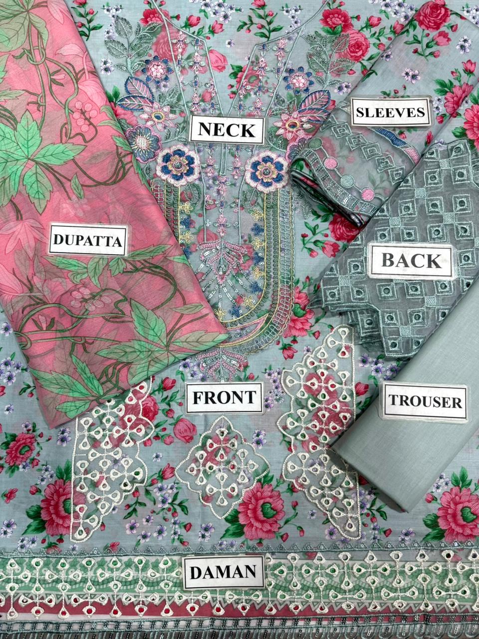 Iznik UnStitched Fabric Lawn