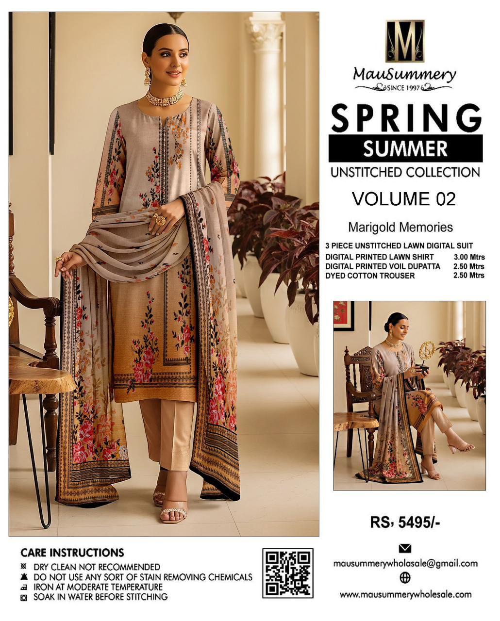 Mausummery,digital lawn shirt, plain dyed trouser,lawn dupatta