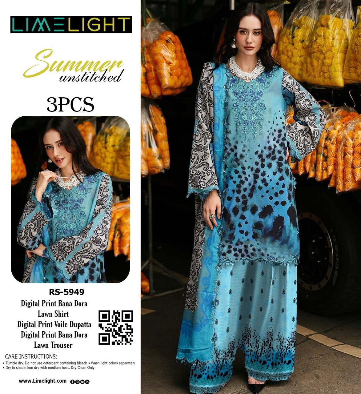 Limelight Banadora printed lawn shirt, trouser & dupatta