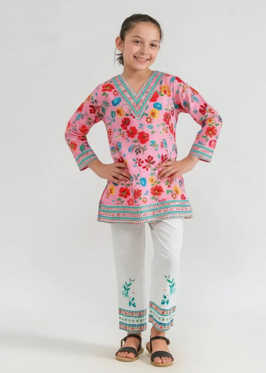 Pink kurta shalwar suit for girls 5-12 years