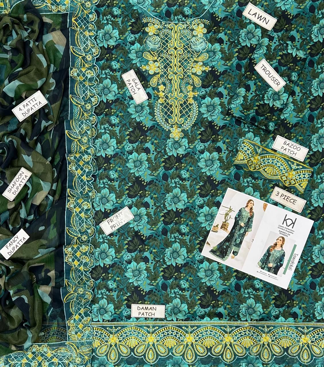 Tawakal printed lawn 90/70*
*03PCS unstitched dress*