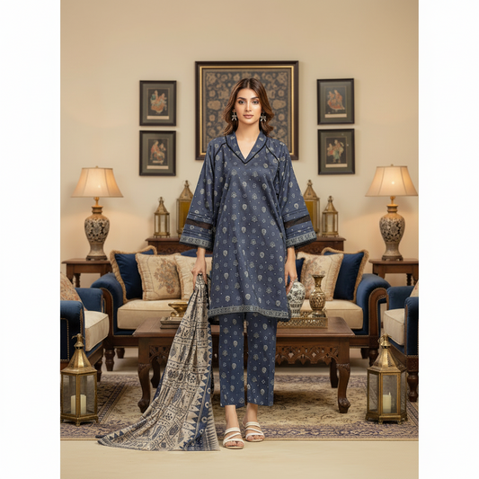 edenrobe,Digital Printed Lawn Shirt & Trouser With, Printed Lawn Dupatta