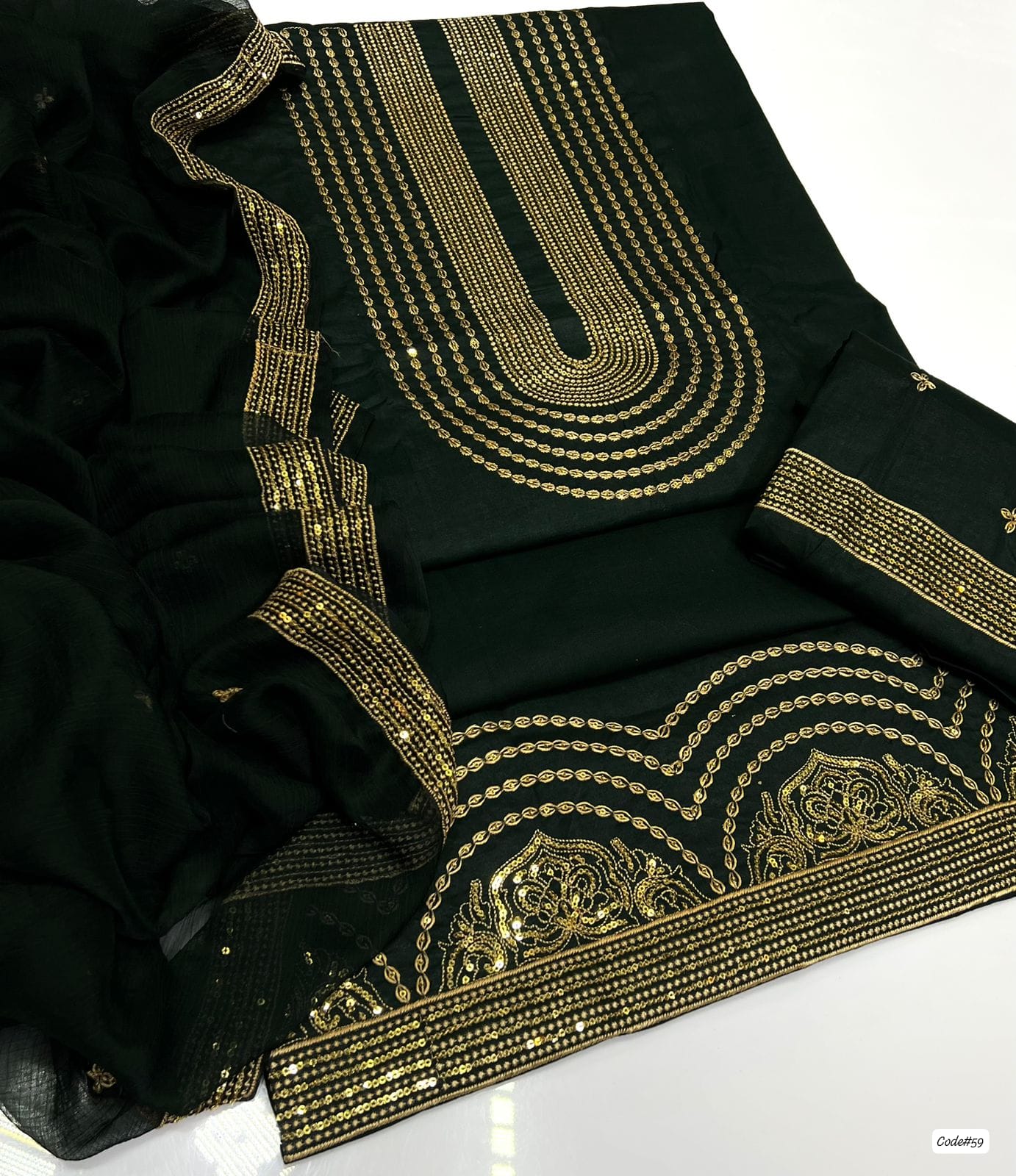 New Lawn/cotton Hit Traditional Fully Sequence Embroidered
