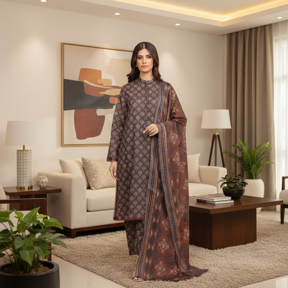 edenrobe,Digital Printed Lawn Shirt & Trouser With, Printed Lawn Dupatta
