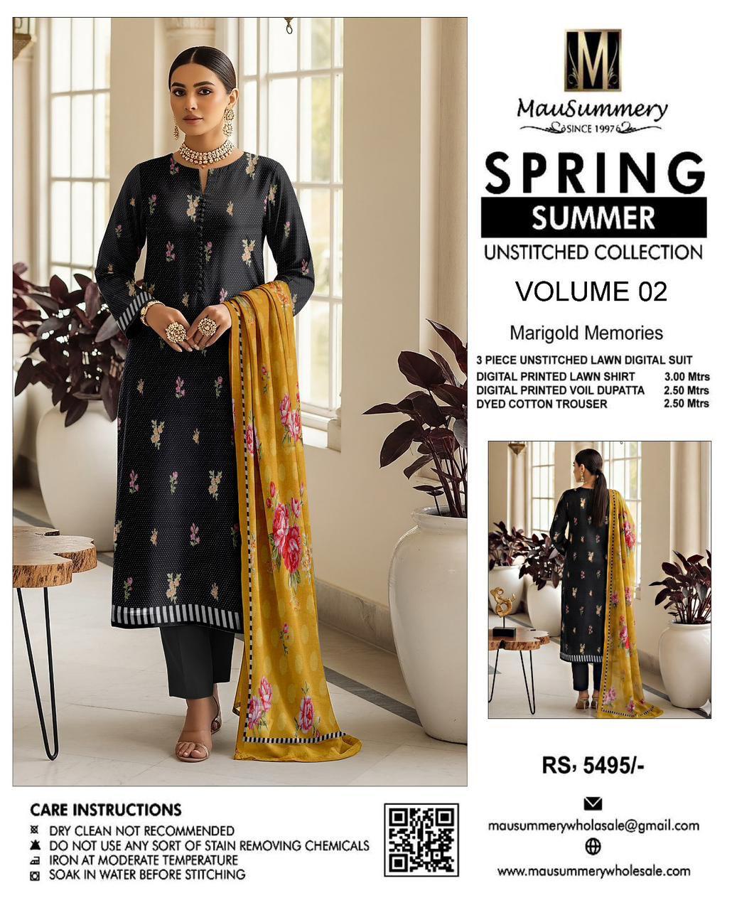 Mausummery,digital lawn shirt, plain dyed trouser,lawn dupatta