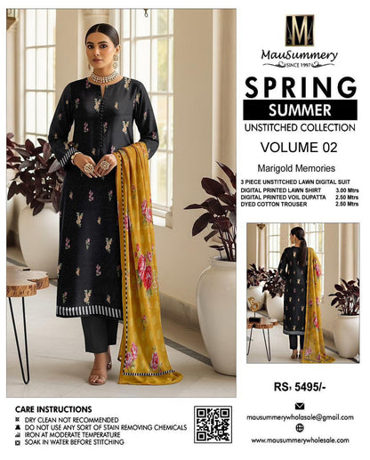 Mausummery,digital lawn shirt, plain dyed trouser,lawn dupatta