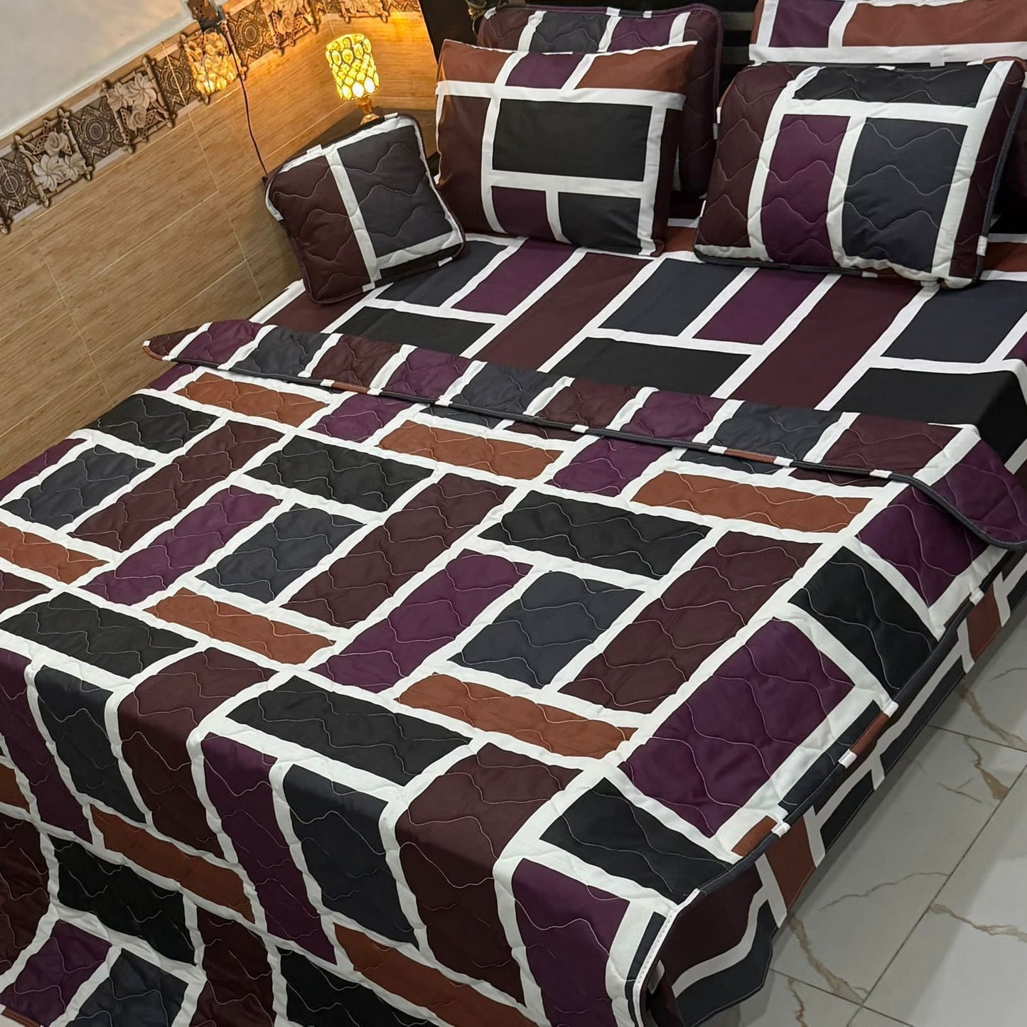7Pcs Printed Comforter Set, Cotton Mix, 100% Fine Stuff, 22 colors