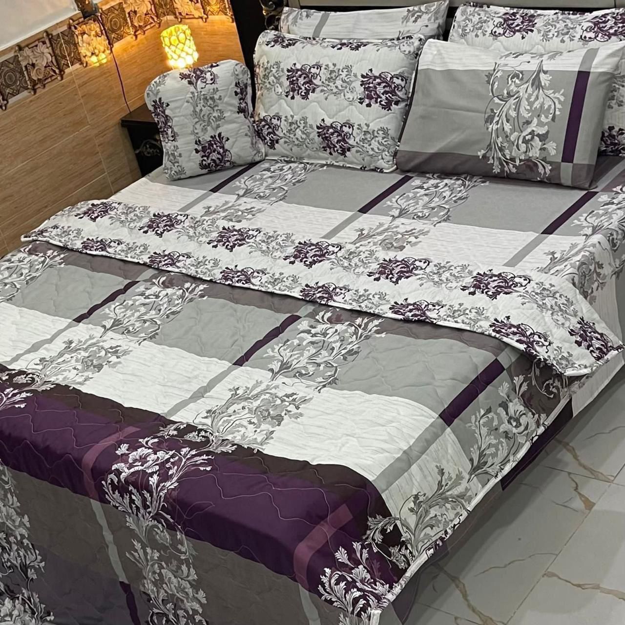 7Pcs Printed Comforter Set, Cotton Mix, 100% Fine Stuff, 22 colors