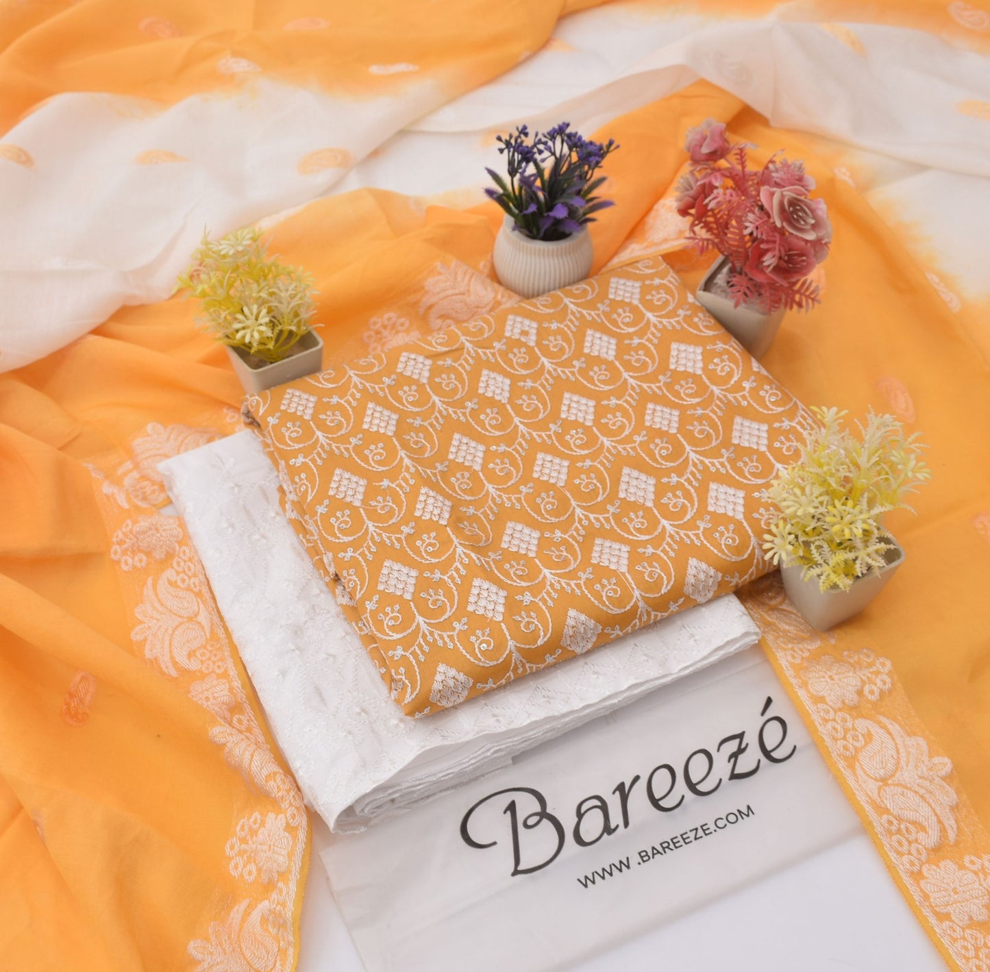 Bareezè, Lawn 2026, Dorya cotton,3pcs,embroidered 36 color's