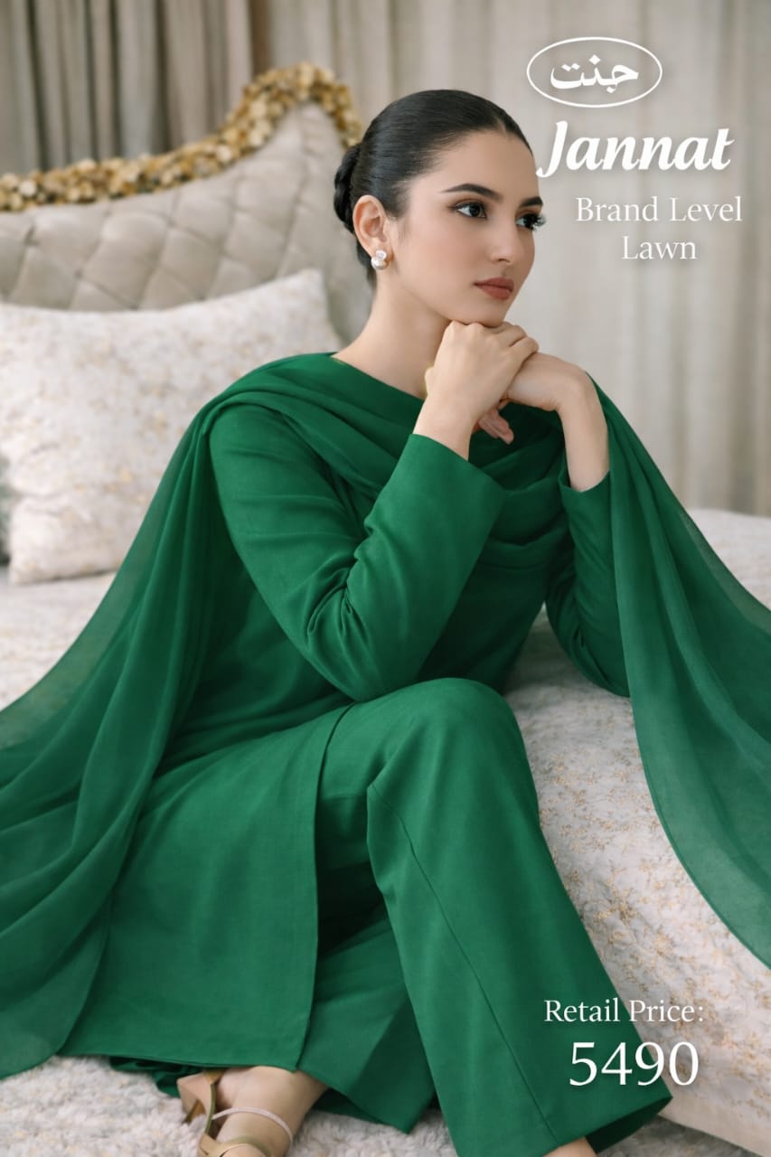 JANNAT BRAND- DYED BRANDED LAWN SHIRT,TROUSER, KRINKAL SHAFOON DUPPATA