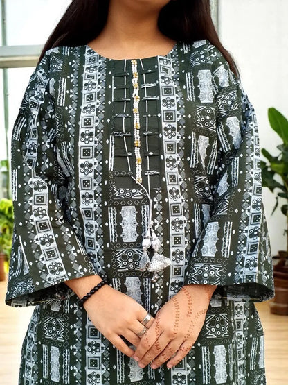 Cotton Lawn Kurta with wide western pants