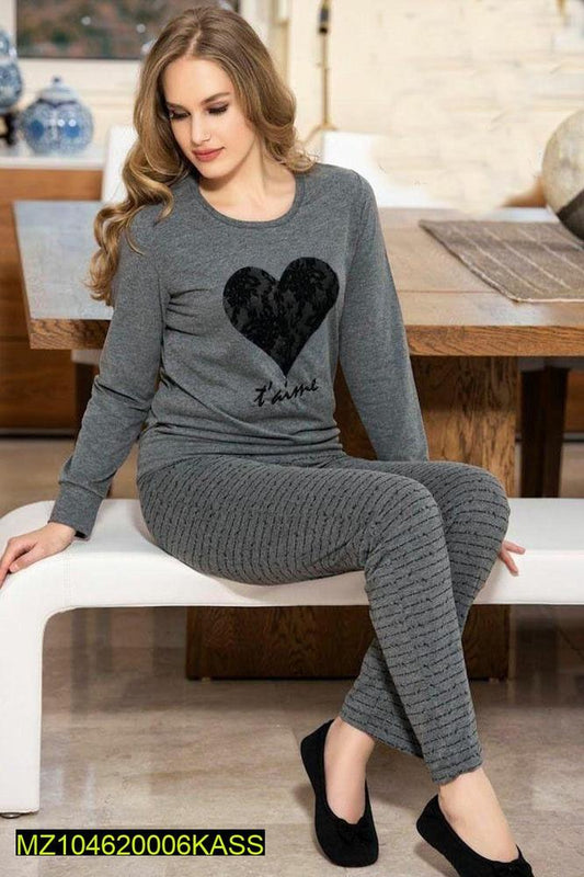 Women's cotton stitched night suit 2pcs