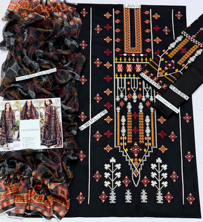 Ittehad, Premium lawn embroidered 3PCS