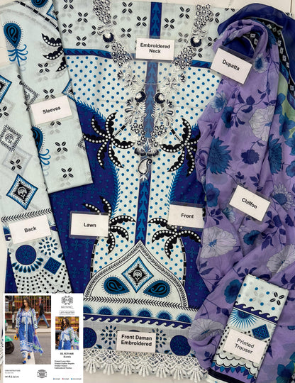 Mushq Hemline, Lawn & Chiffon Al-Nisa Embroidery