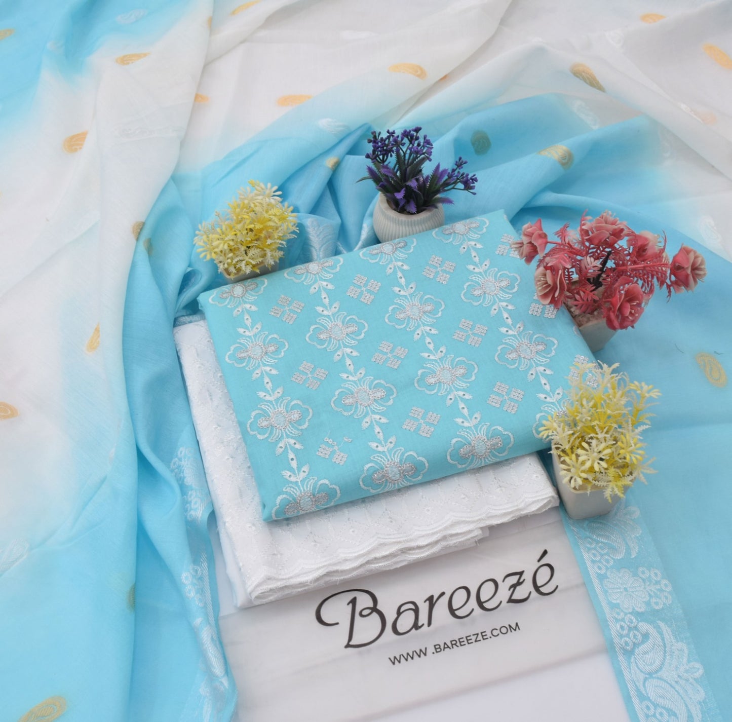 Bareezè, Lawn 2026, Dorya cotton,3pcs,embroidered 36 color's
