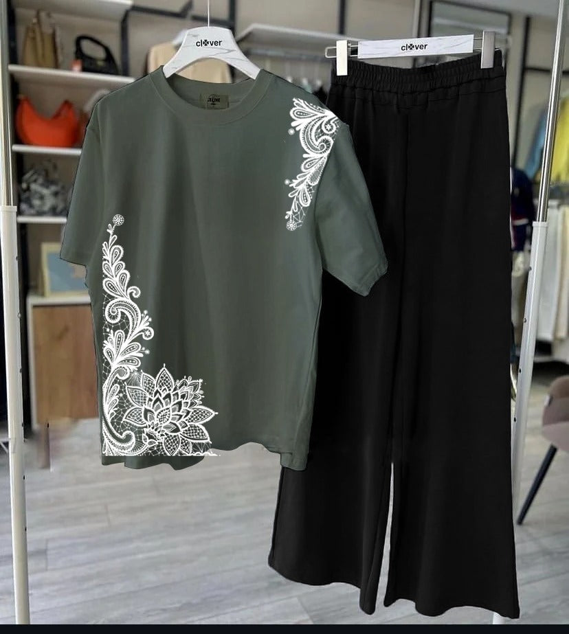 New Cotton Jersey,Flower Printed Night Suits for Girls and Women