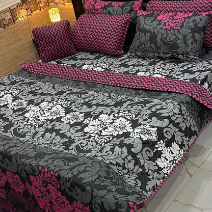 7Pcs Printed Comforter Set, Cotton Mix, 100% Fine Stuff, 22 colors