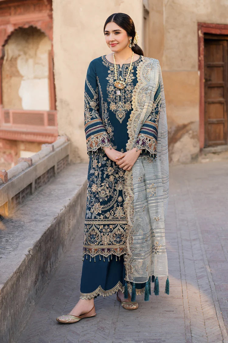 BATIK-3PC DHANAK HEAVY EMBROIDERED SHIRT WITH COTTON NET EMBROIDERED DUPATTA AND EMB TROUSER-ADR-4238