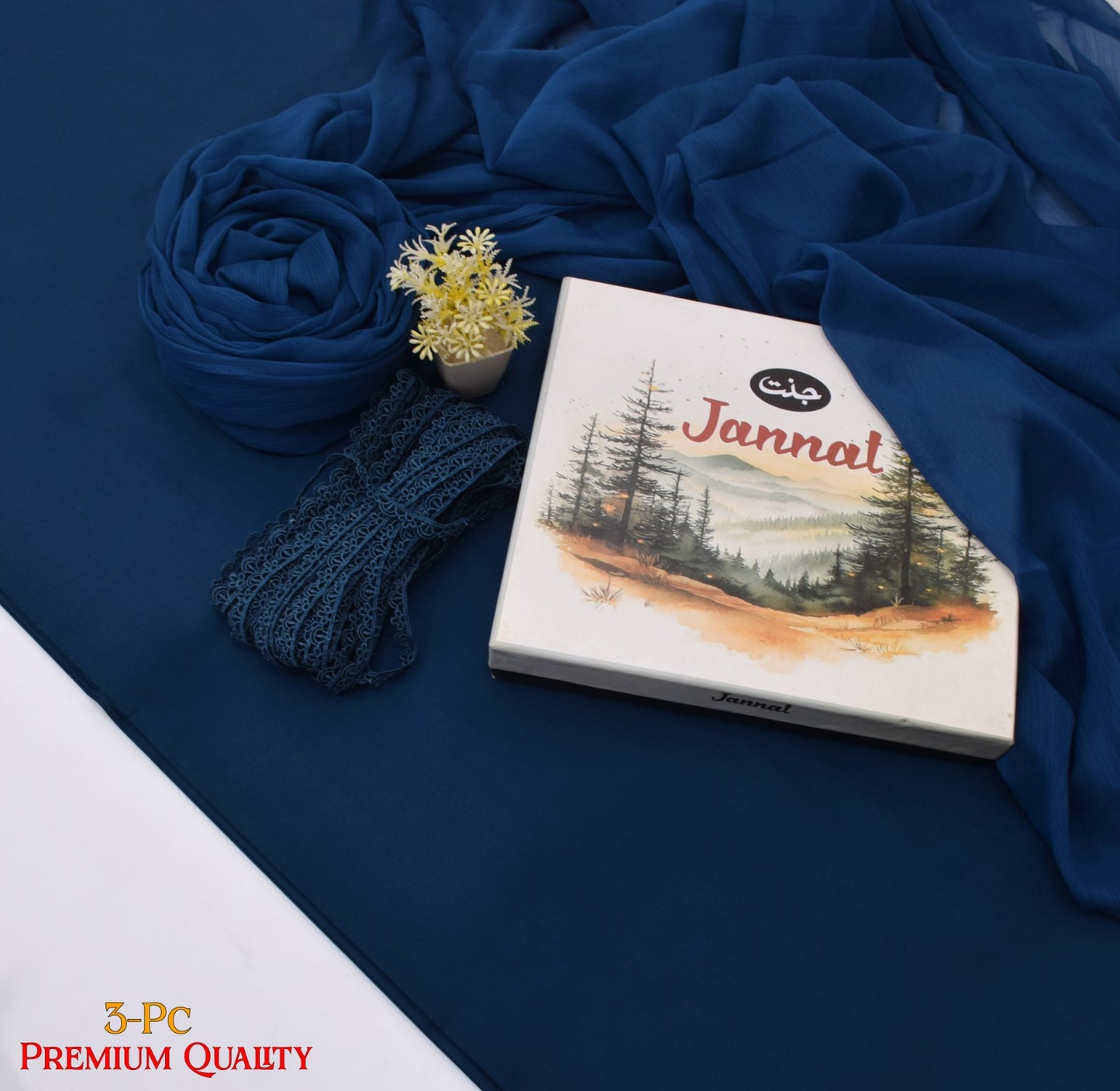 JANNAT BRAND- DYED BRANDED LAWN SHIRT,TROUSER, KRINKAL SHAFOON DUPPATA