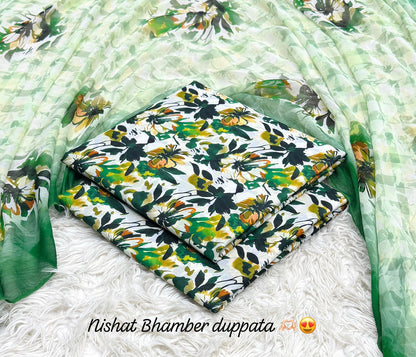Nishat premium Lawn with bhamber dupatta 12 colors