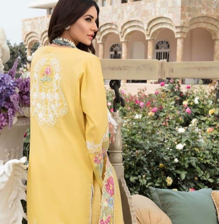 CRIMSON,03 PCS unstitched partywear*Lawn 90/88*