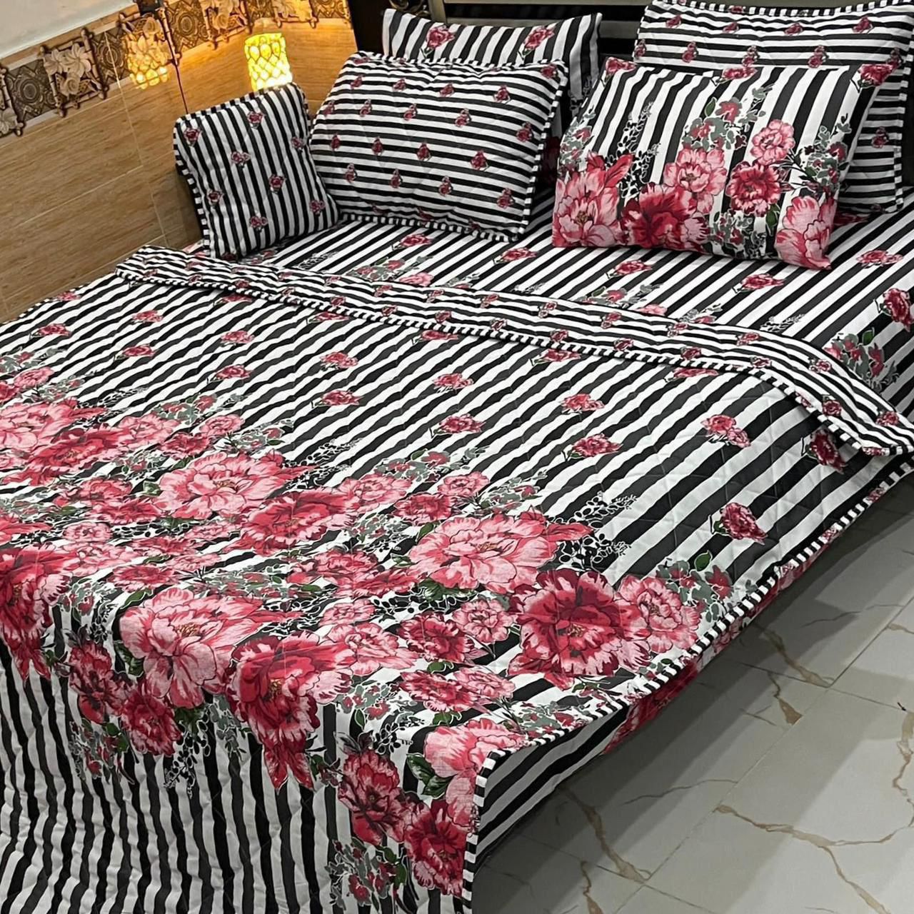 7Pcs Printed Comforter Set, Cotton Mix, 100% Fine Stuff, 22 colors