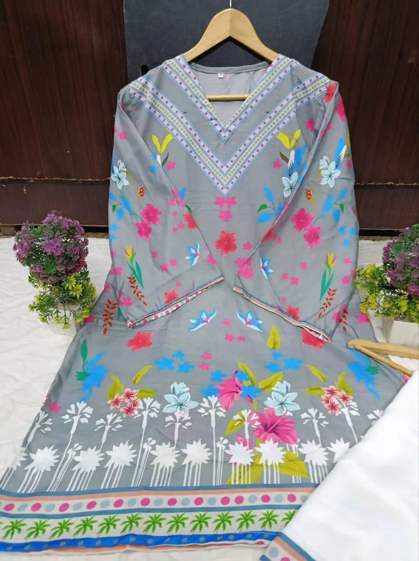 Swiss lawn digital print coord dress