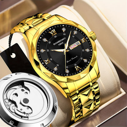 BANBONY watches men's imitation automatic mechanical watches hollow calendar fashion live selling in stock generation