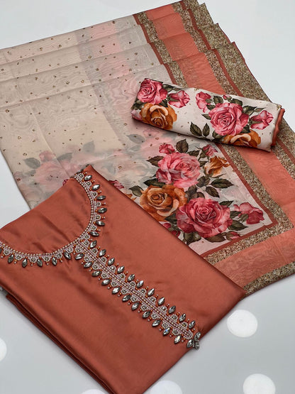 Shamoze Silk Fancy Neck Work