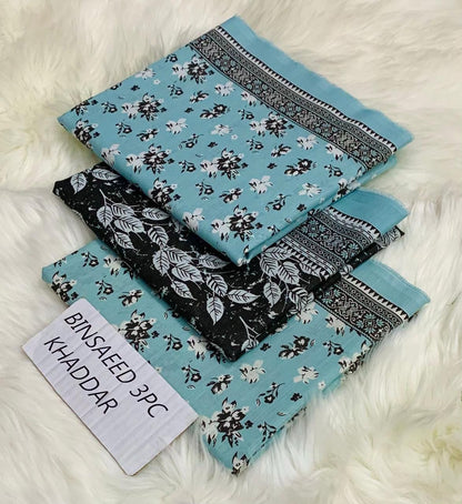 Ladies winter collection printed Karandi (Dupatta, shirt, trouser, 3Pcs)