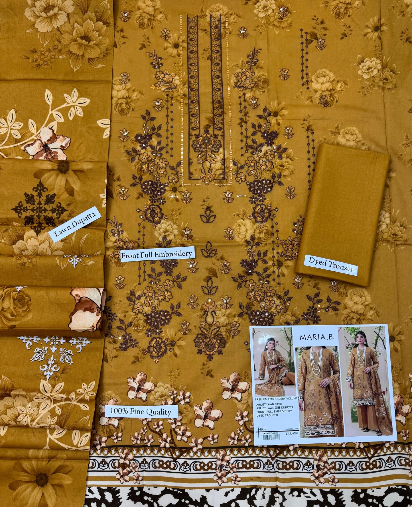 MARIA.B digital printed and Front head embroidered Lawn, new arrival