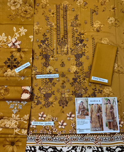 MARIA.B digital printed and Front head embroidered Lawn, new arrival