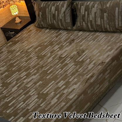 3PC Texture Velvet Bedsheet 25 colour's