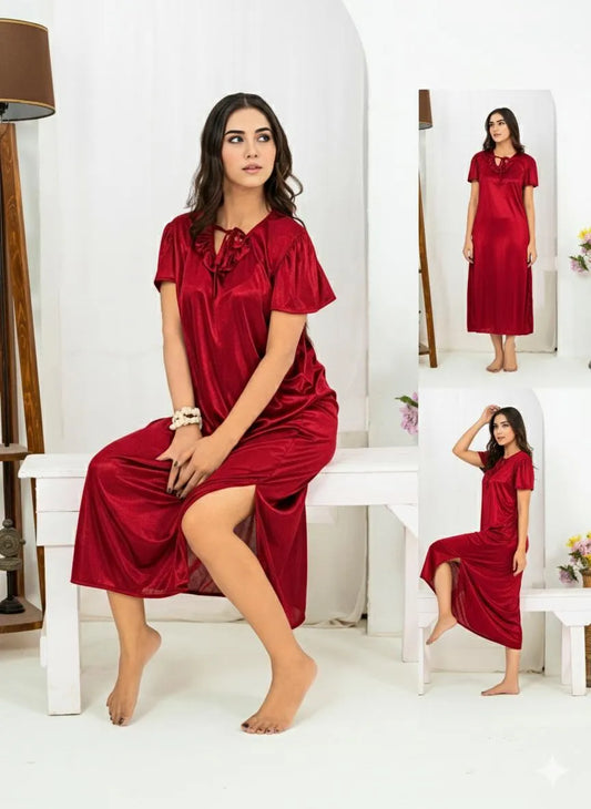 Mehroon color Women fine Silk Shirt & trouser sleep