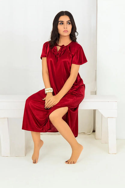 Mehroon color Women fine Silk Shirt & trouser sleep