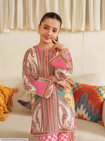 Arabic printed lawn kurta and shalwar 2 pcs