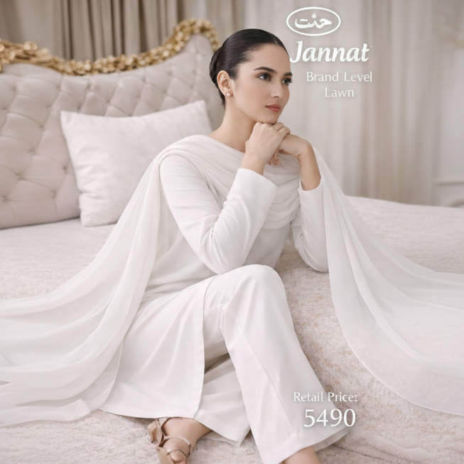 JANNAT BRAND- DYED BRANDED LAWN SHIRT,TROUSER, KRINKAL SHAFOON DUPPATA