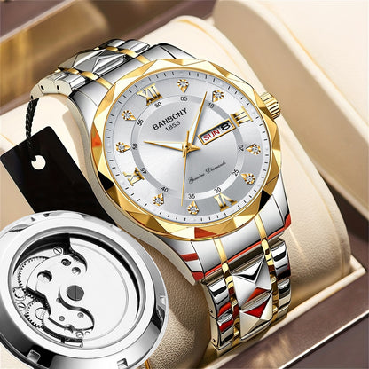 BANBONY watches men's imitation automatic mechanical watches hollow calendar fashion live selling in stock generation