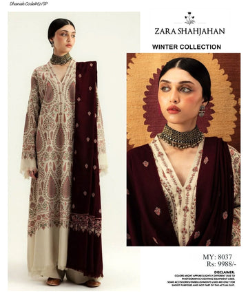 Ladies winter collection Embroidered  Zara Shahjahan