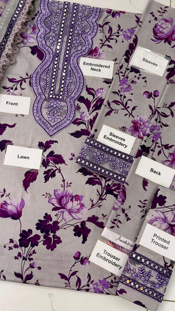 Aneela’s Collection, Fabric Lawn & Chiffon