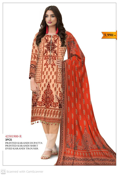 Ladies printed Karandi dress