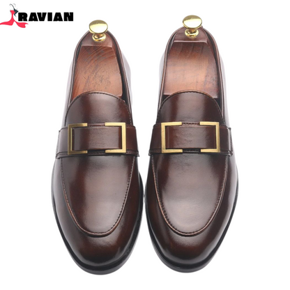 Patina Gold leather shoes