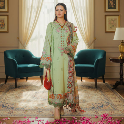JADE* 3pc SUMMER CASUAL LAWN AIR JET FINE QUALITY STUFF* EMBROIDERED